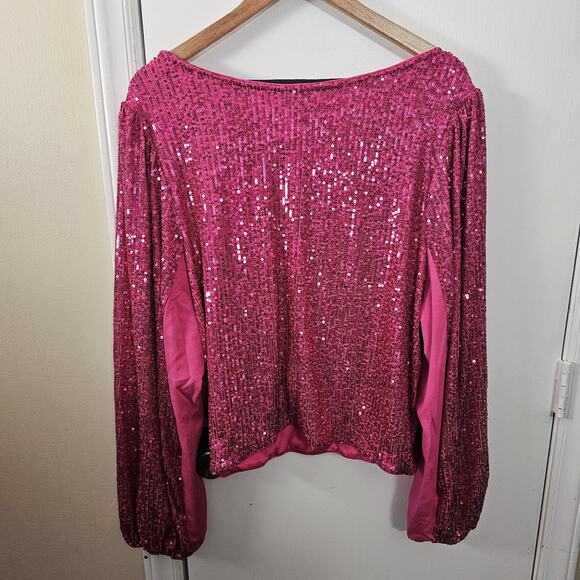 TORRID Sequin Deep V Neck Long Sleeve Lined Blouse Top Size 4X Party Holiday - Picture 2 of 6